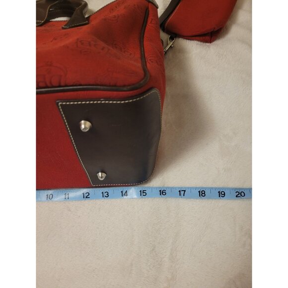 Dooney & Bourke Red Canvas Leather Satchel Tote Bag Matching Pouch Classic Prep - Picture 5 of 12